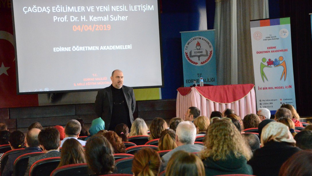Edirne Öğretmen Akademileri Projemiz Kapsamında Okul Yöneticisi ve Öğretmenlerimize Yönelik "Çağdaş Eğilimler ve Yeni Nesil İletişim Konferansı Gerçekleştirildi.
