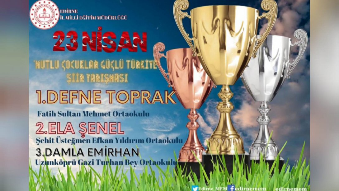 Mutlu Çocuklar Güçlü Türkiye Konulu Şiir Yarışması Ortaokul Kategorisi Sonuçları Açıklandı