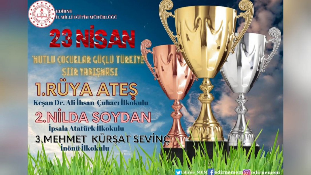 Mutlu Çocuklar Güçlü Türkiye Konulu Şiir Yarışması İlkokul Kategorisi Sonuçları Açıklandı