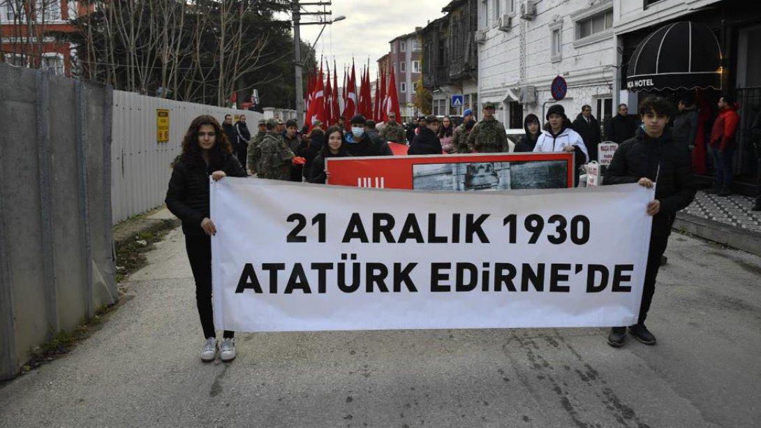 Gazi Mustafa Kemal Atatürk'ün Edirne'ye Gelişinin 92. Yıl Dönümü Törenlerle Kutlandı